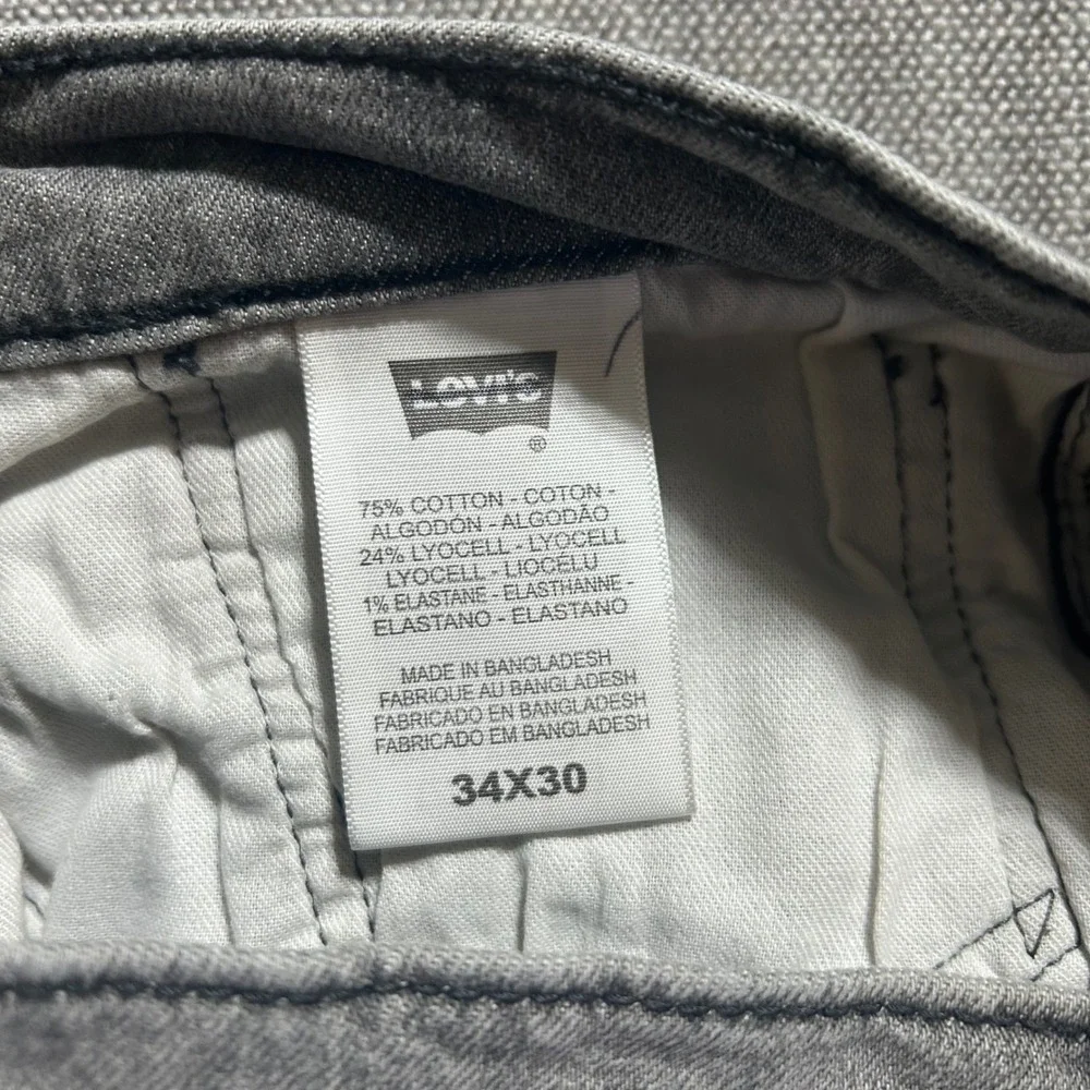 Levi's 505 Regular Fit Jeans Mens 34x30 Grey Straight Leg Stretch Denim Pants